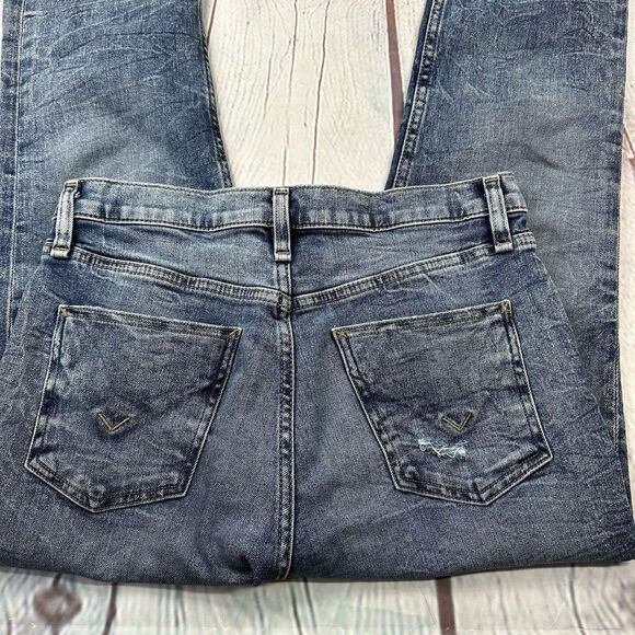 Hudson Women's Jeans Sz 28 Blue Holly MBL Distressed  Raw Hem Mid-Rise 26L - Picture 13 of 14